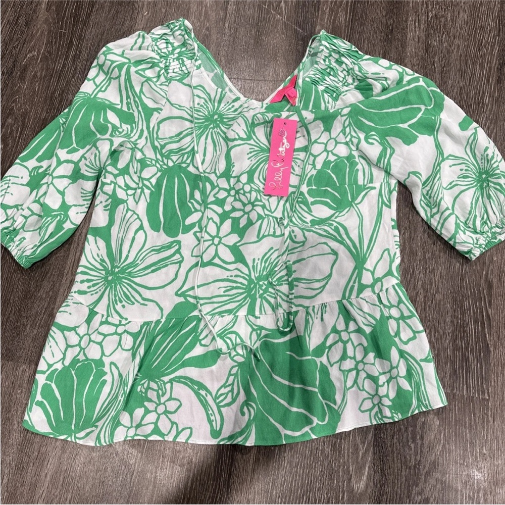 Green & White Floral Lily Pulitzer Top